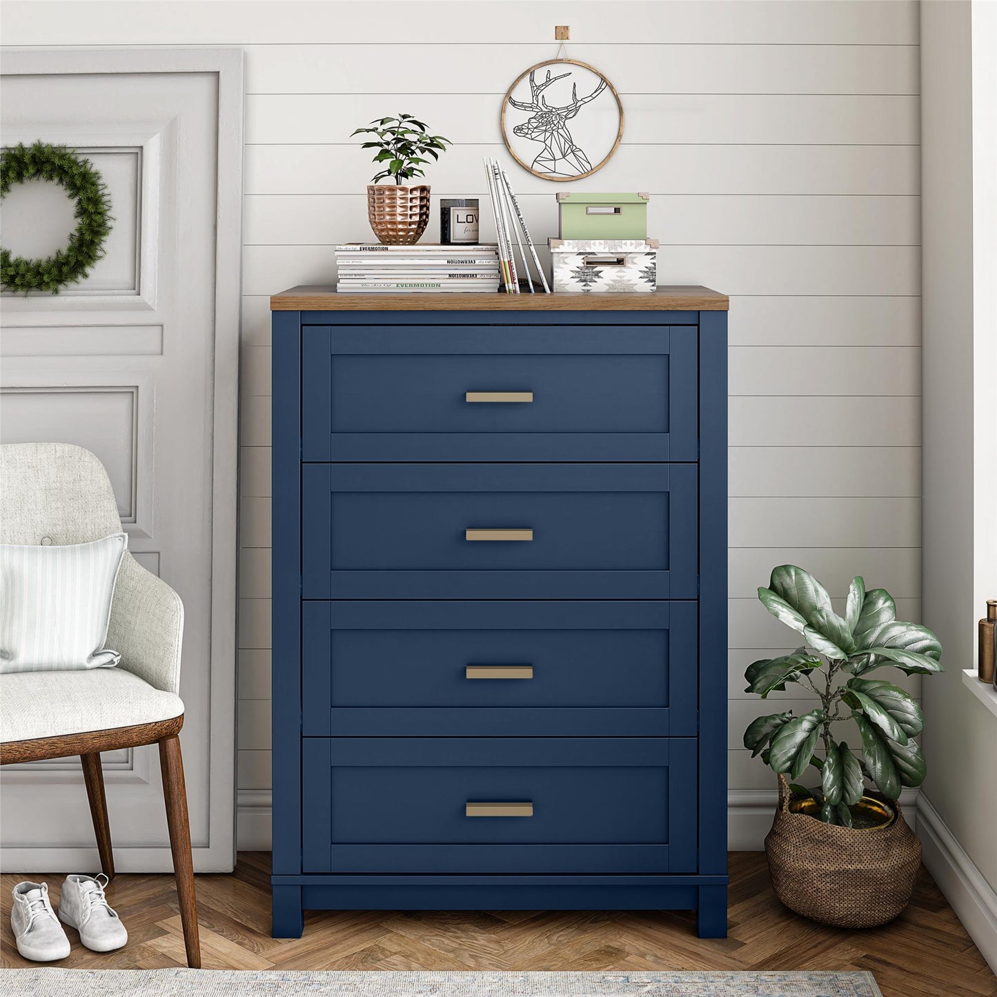 Armada Tall 4 Drawer Dresser - Navy
