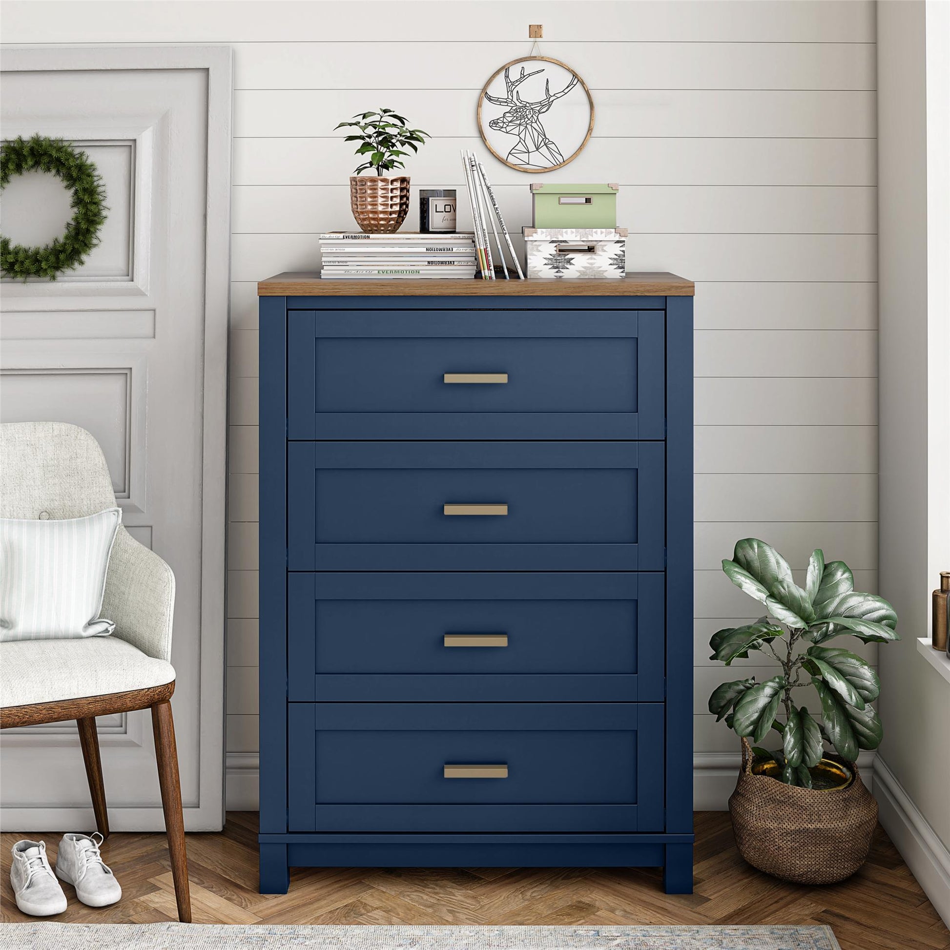 Armada Tall 4 Drawer Dresser - Navy