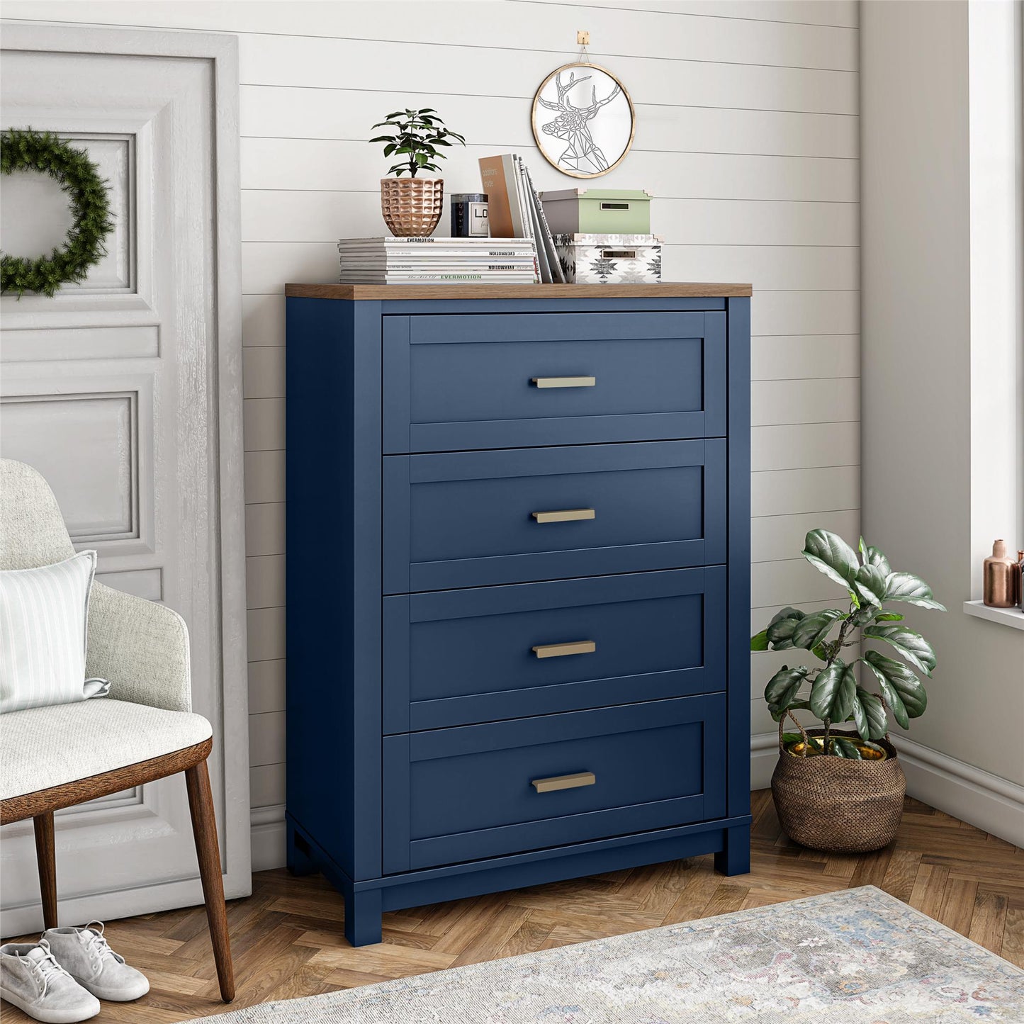 Armada Tall 4 Drawer Dresser - Navy