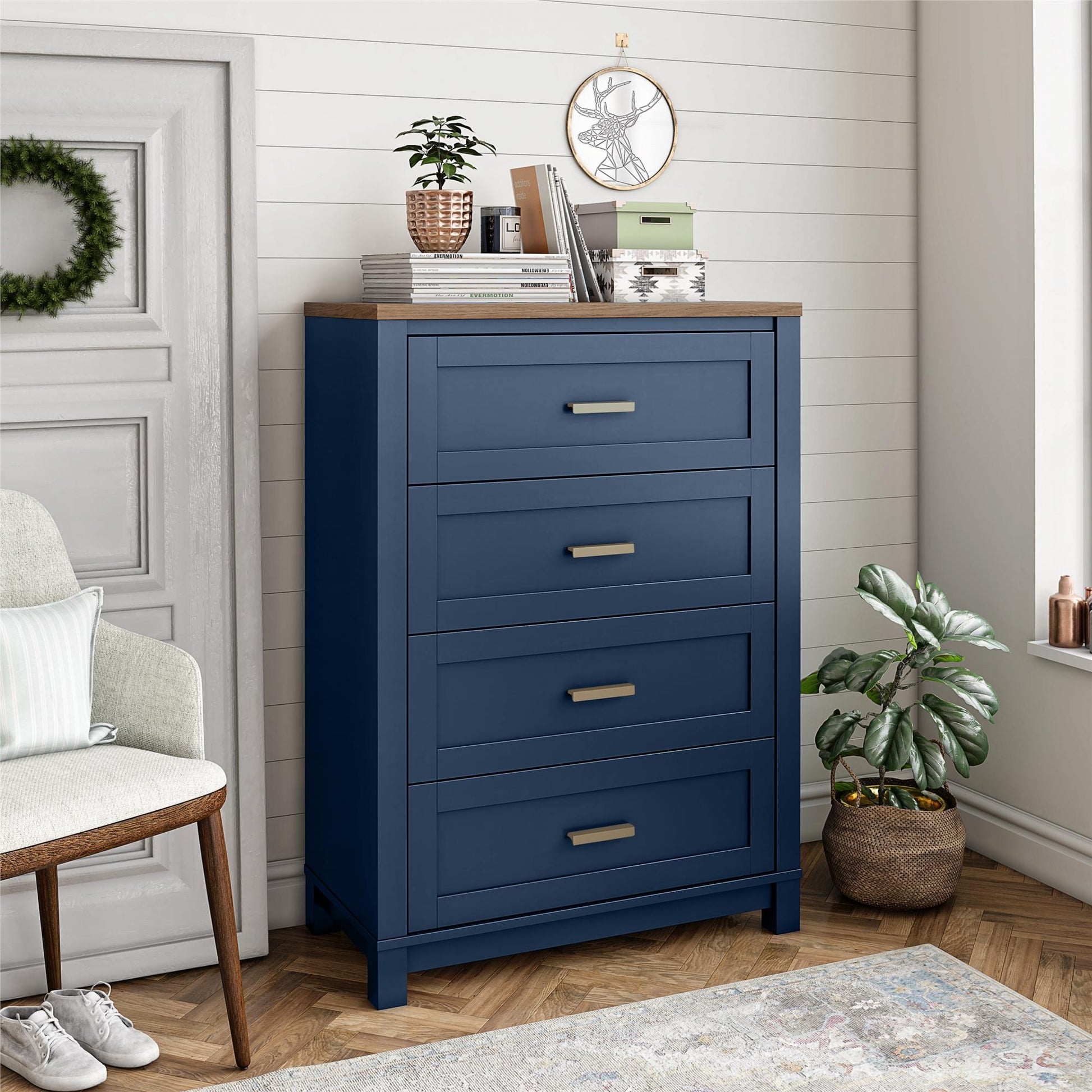 Armada Tall 4 Drawer Dresser - Navy