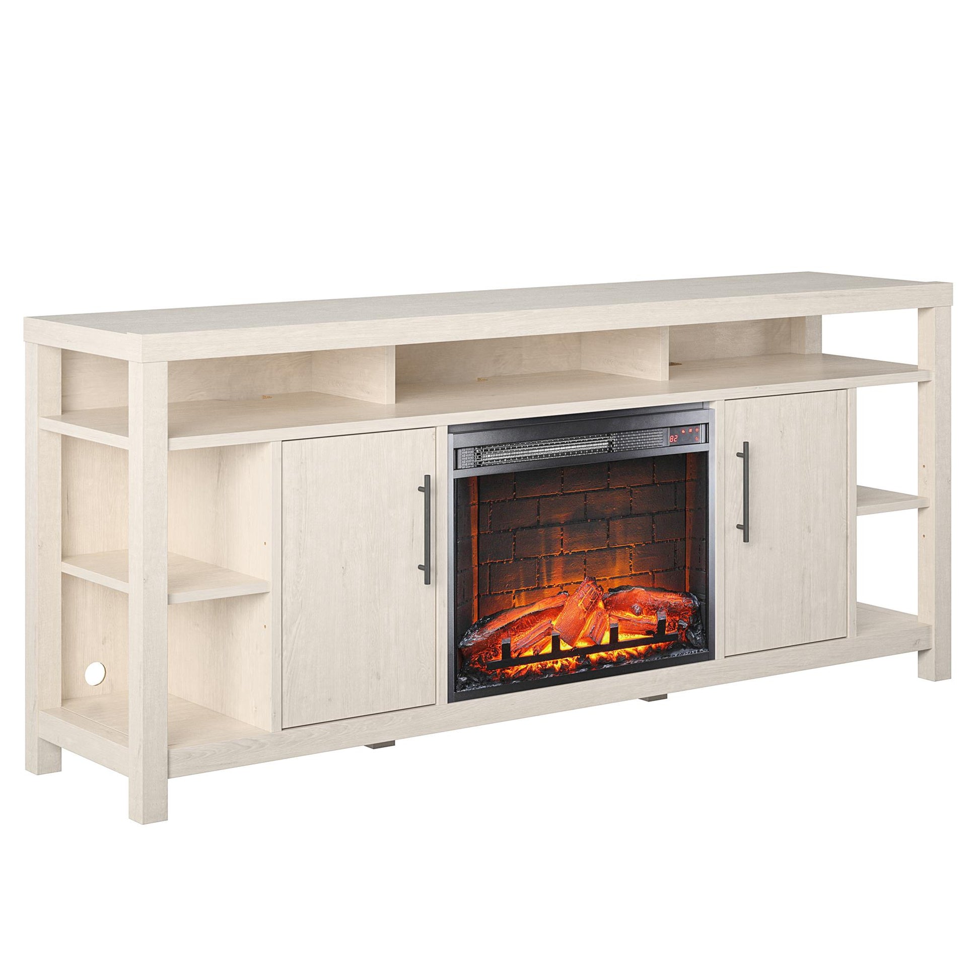 Garrick Electric Fireplace TV Console for TVs up to 75" - Ivory Oak