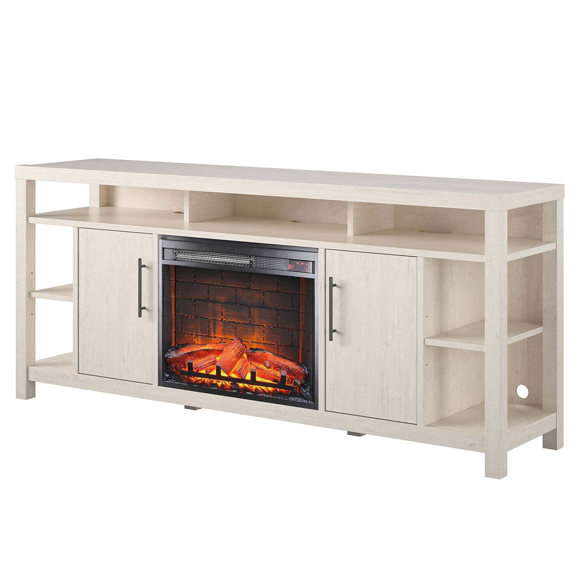 Garrick Electric Fireplace TV Console for TVs up to 75" - Ivory Oak