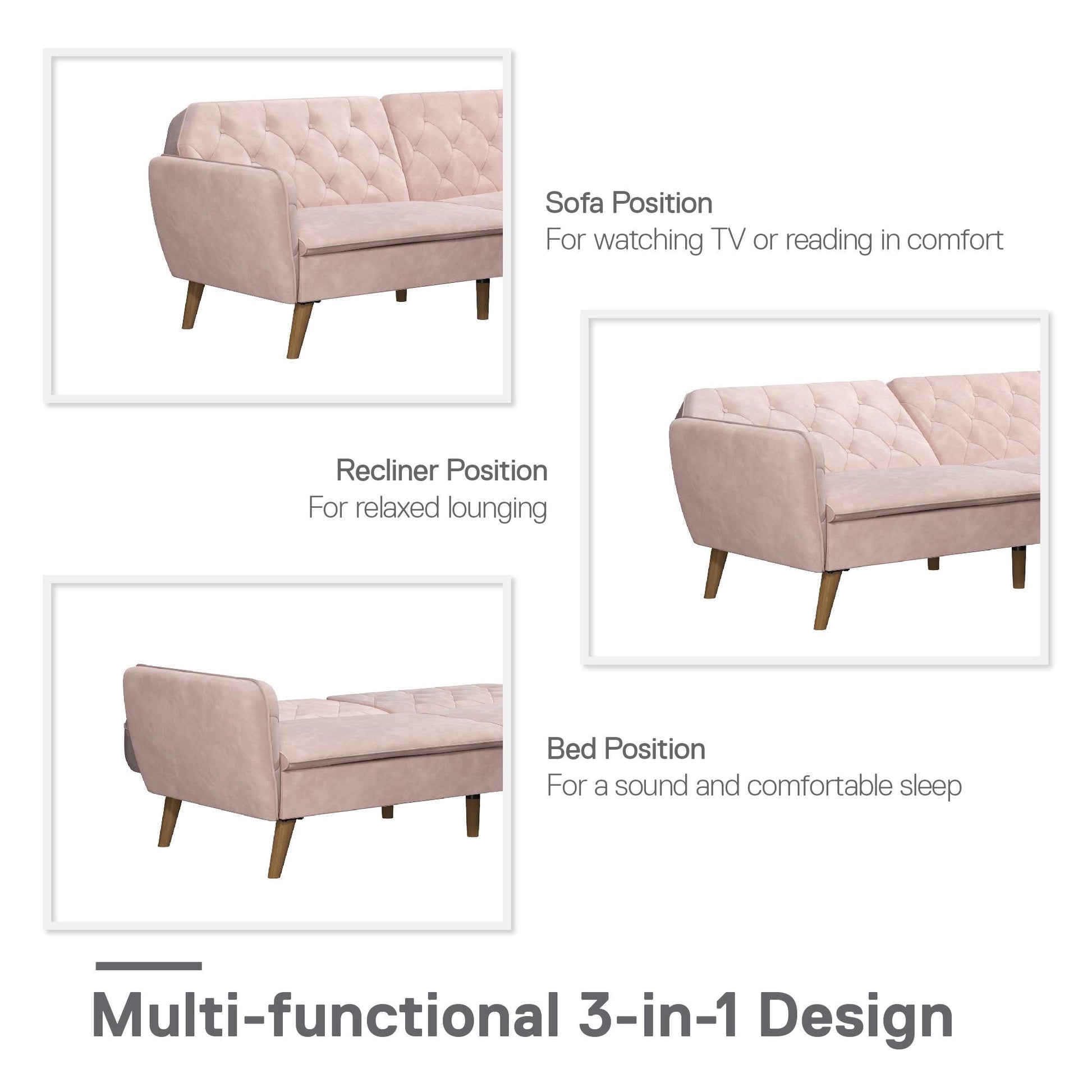 Tallulah Memory Foam Futon - Pink