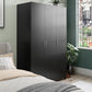Basin 3  Door Wardrobe with Clothing Rod & Adjustable Shelving - Black