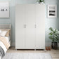 Basin 3 Door Wardrobe with Clothing Rod & Adjustable Shelving - White