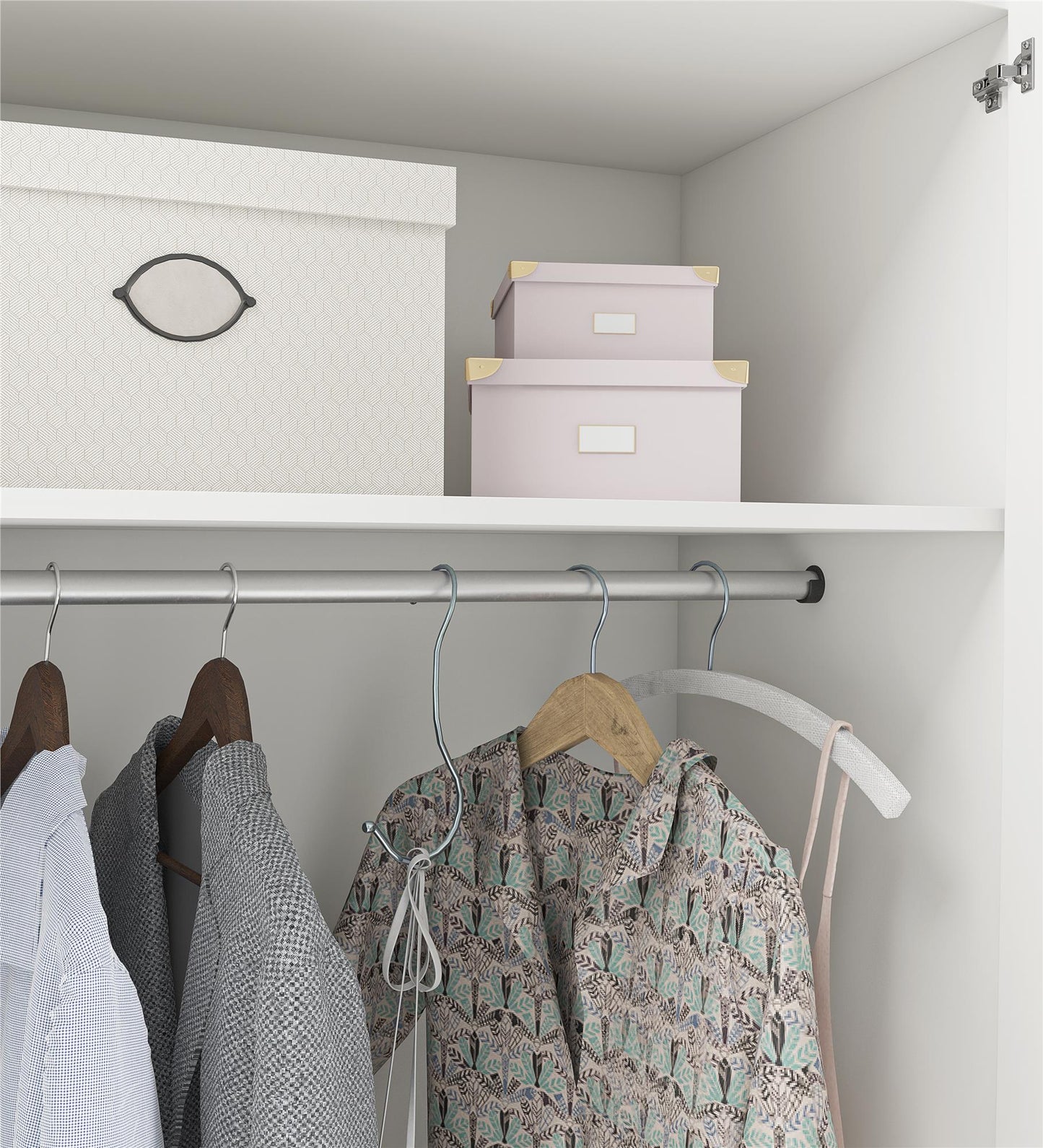 Basin 3 Door Wardrobe with Clothing Rod & Adjustable Shelving - White
