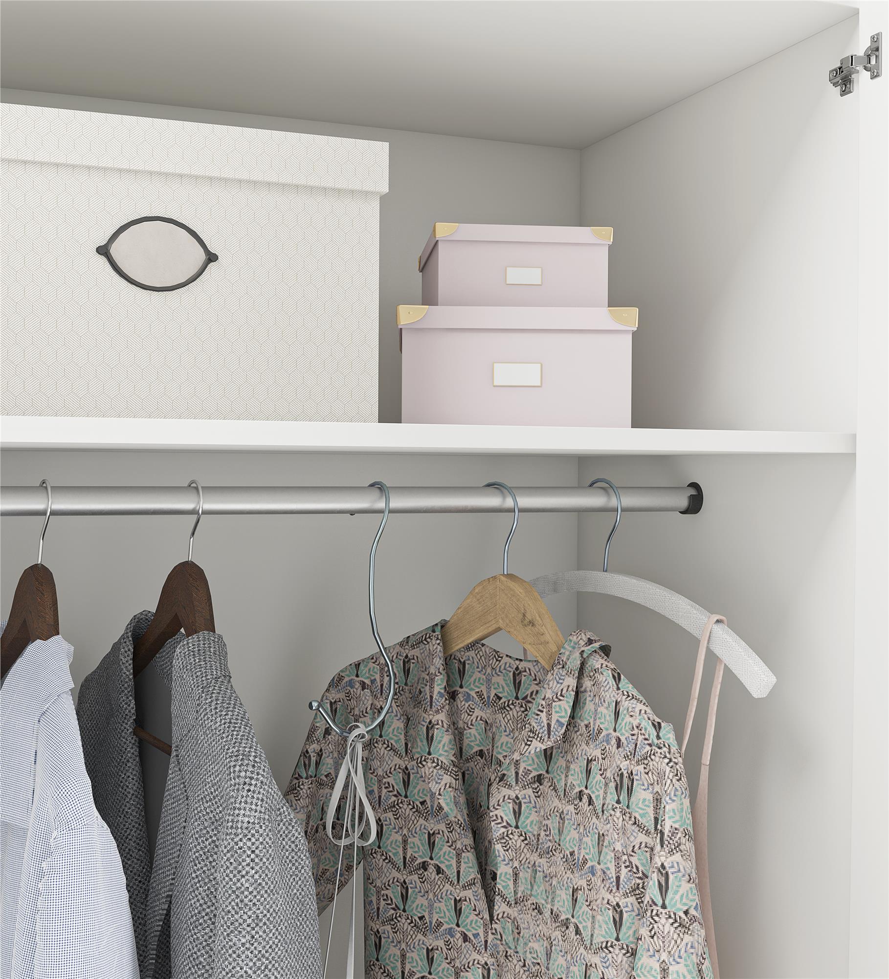 Basin 3 Door Wardrobe with Clothing Rod & Adjustable Shelving - White