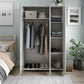 Basin 3 Door Wardrobe with Clothing Rod & Adjustable Shelving - White