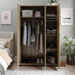 Basin 3 Door Wardrobe with Clothing Rod & Adjustable Shelving - Natural