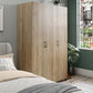 Basin 3 Door Wardrobe with Clothing Rod & Adjustable Shelving - Natural