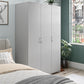 Basin 3 Door Wardrobe with Clothing Rod & Adjustable Shelving - Dove Gray