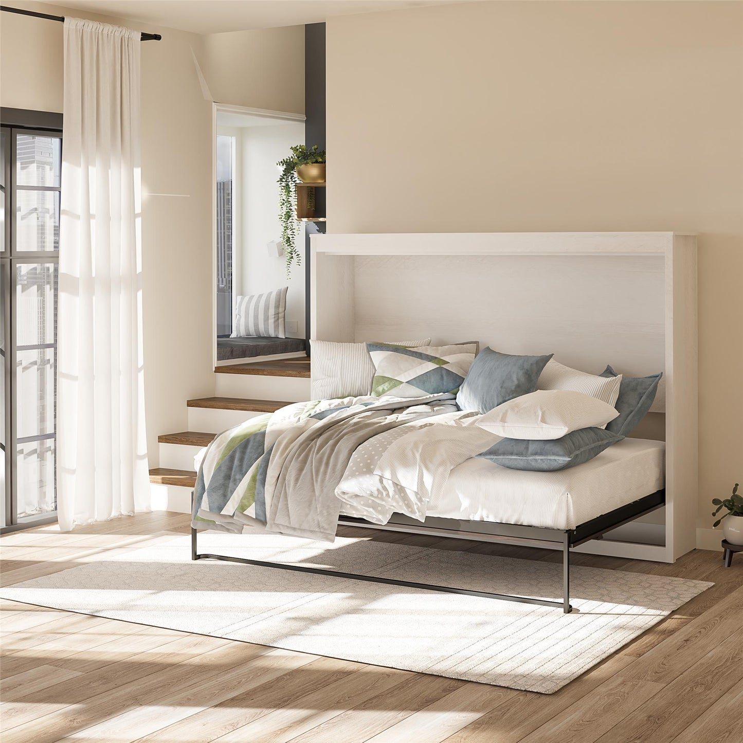 Full Size Daybed Wall Bed, Ivory Oak - Ivory Oak