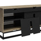 68" Media Console with Beveled Steel Base for TVs up to 77", Sterling Oak Wood Veneer - Sterling Oak Veneer