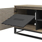 68" Media Console with Beveled Steel Base for TVs up to 77", Sterling Oak Wood Veneer - Sterling Oak Veneer