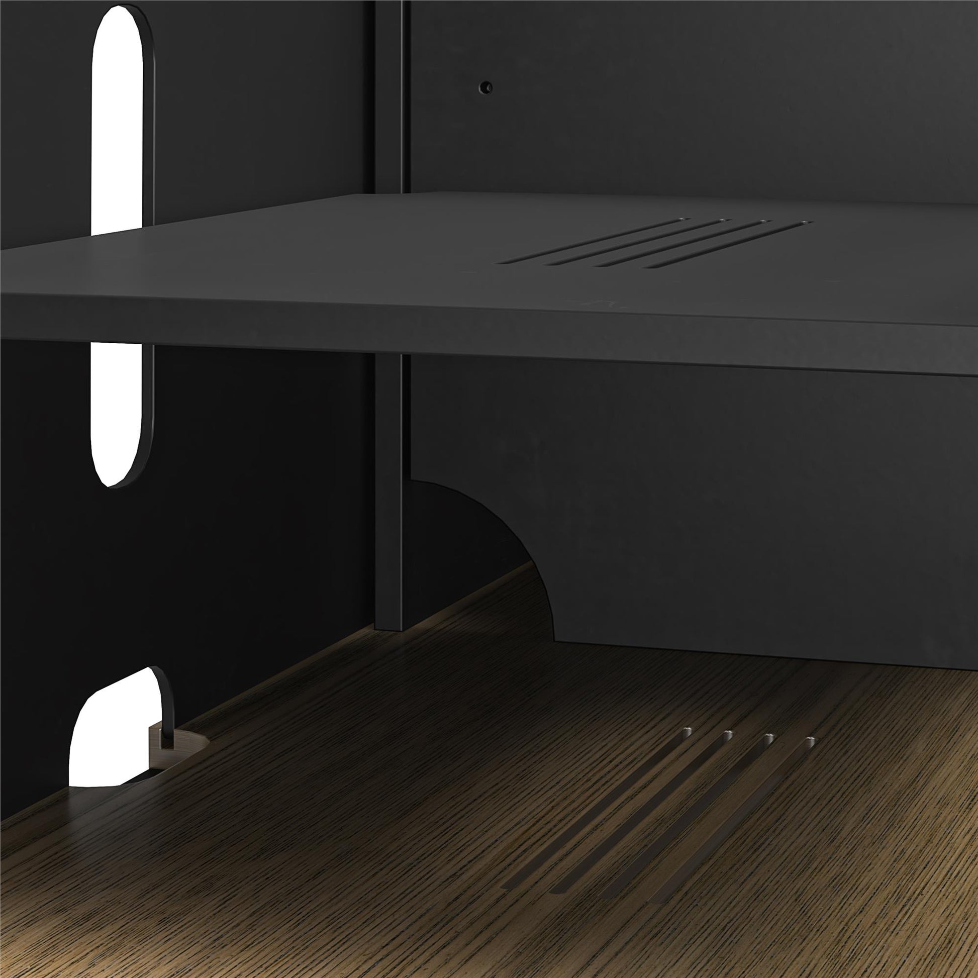 68" Media Console with Beveled Steel Base for TVs up to 77", Sterling Oak Wood Veneer - Sterling Oak Veneer