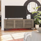 68" Media Console with Beveled Steel Base for TVs up to 77", Sterling Oak Wood Veneer - Sterling Oak Veneer