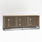 68" Media Console with Beveled Steel Base for TVs up to 77", Sterling Oak Wood Veneer - Sterling Oak Veneer