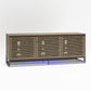 68" Media Console with Beveled Steel Base for TVs up to 77", Sterling Oak Wood Veneer - Sterling Oak Veneer