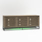 68" Media Console with Beveled Steel Base for TVs up to 77", Sterling Oak Wood Veneer - Sterling Oak Veneer