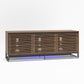 68" Media Console with Beveled Steel Base for TVs up to 77", Columbia Walnut Wood Veneer - Columbia Walnut Veneer
