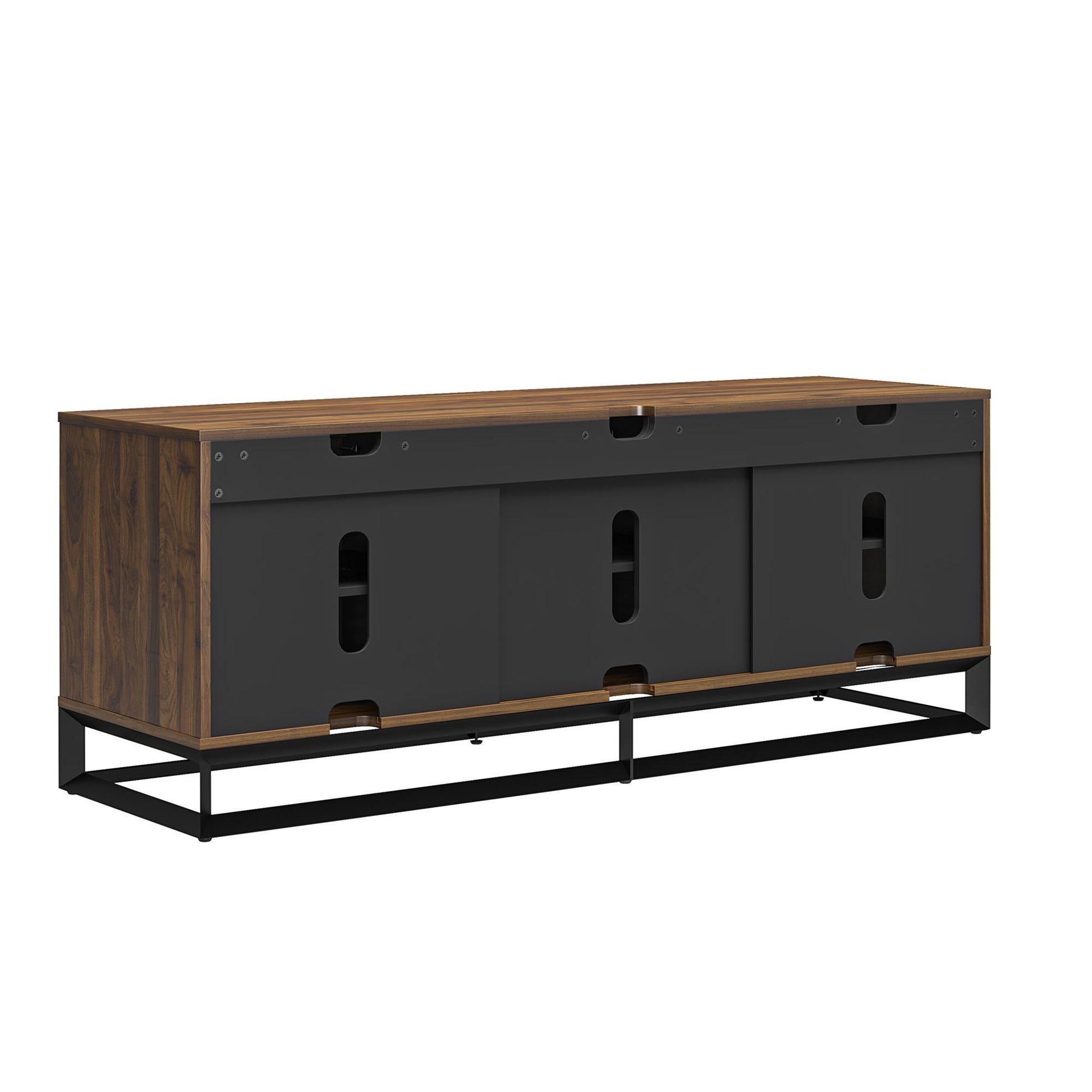 68" Media Console with Beveled Steel Base for TVs up to 77", Columbia Walnut Wood Veneer - Columbia Walnut Veneer