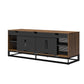 68" Media Console with Beveled Steel Base for TVs up to 77", Columbia Walnut Wood Veneer - Columbia Walnut Veneer