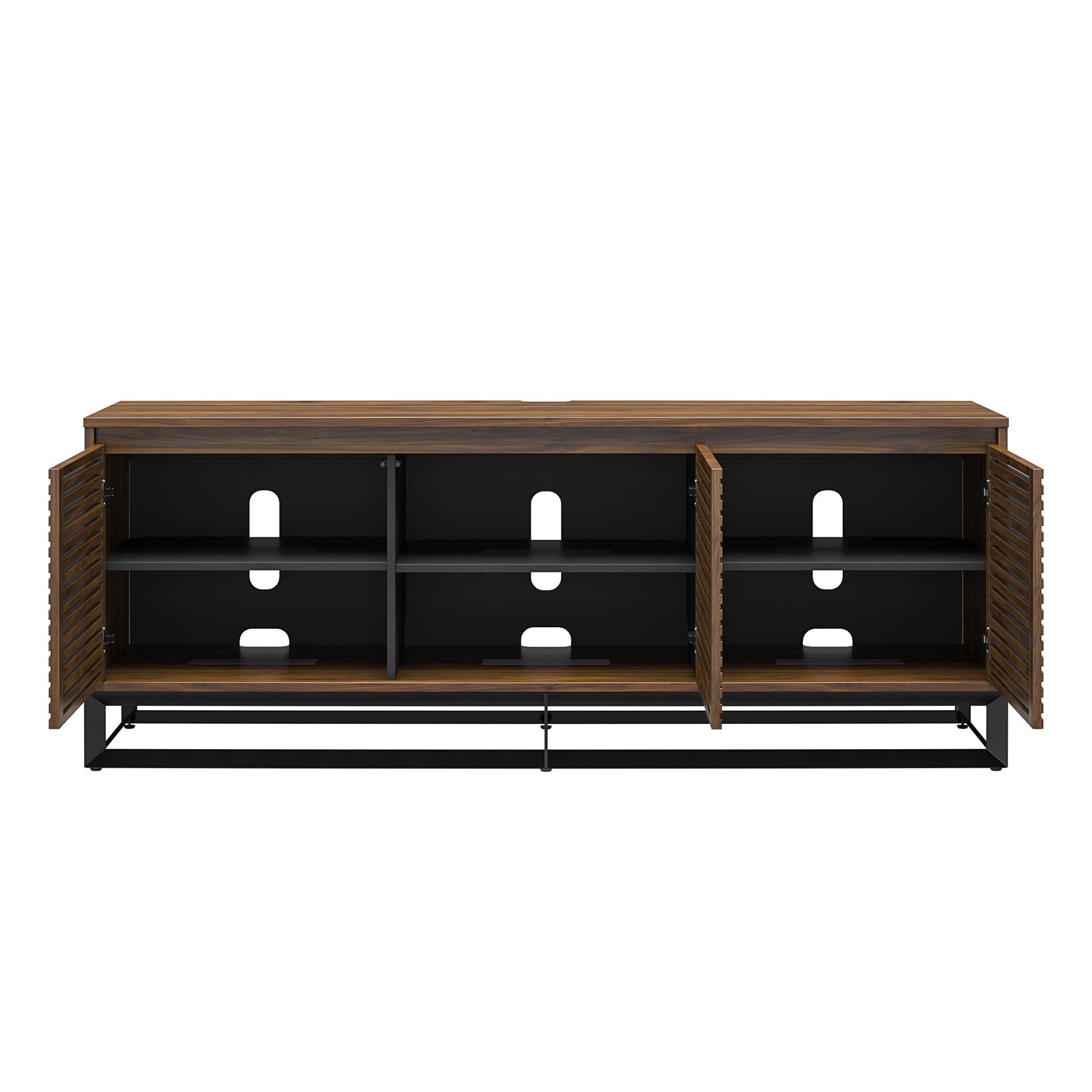 68" Media Console with Beveled Steel Base for TVs up to 77", Columbia Walnut Wood Veneer - Columbia Walnut Veneer