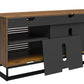 68" Media Console with Beveled Steel Base for TVs up to 77", Columbia Walnut Wood Veneer - Columbia Walnut Veneer