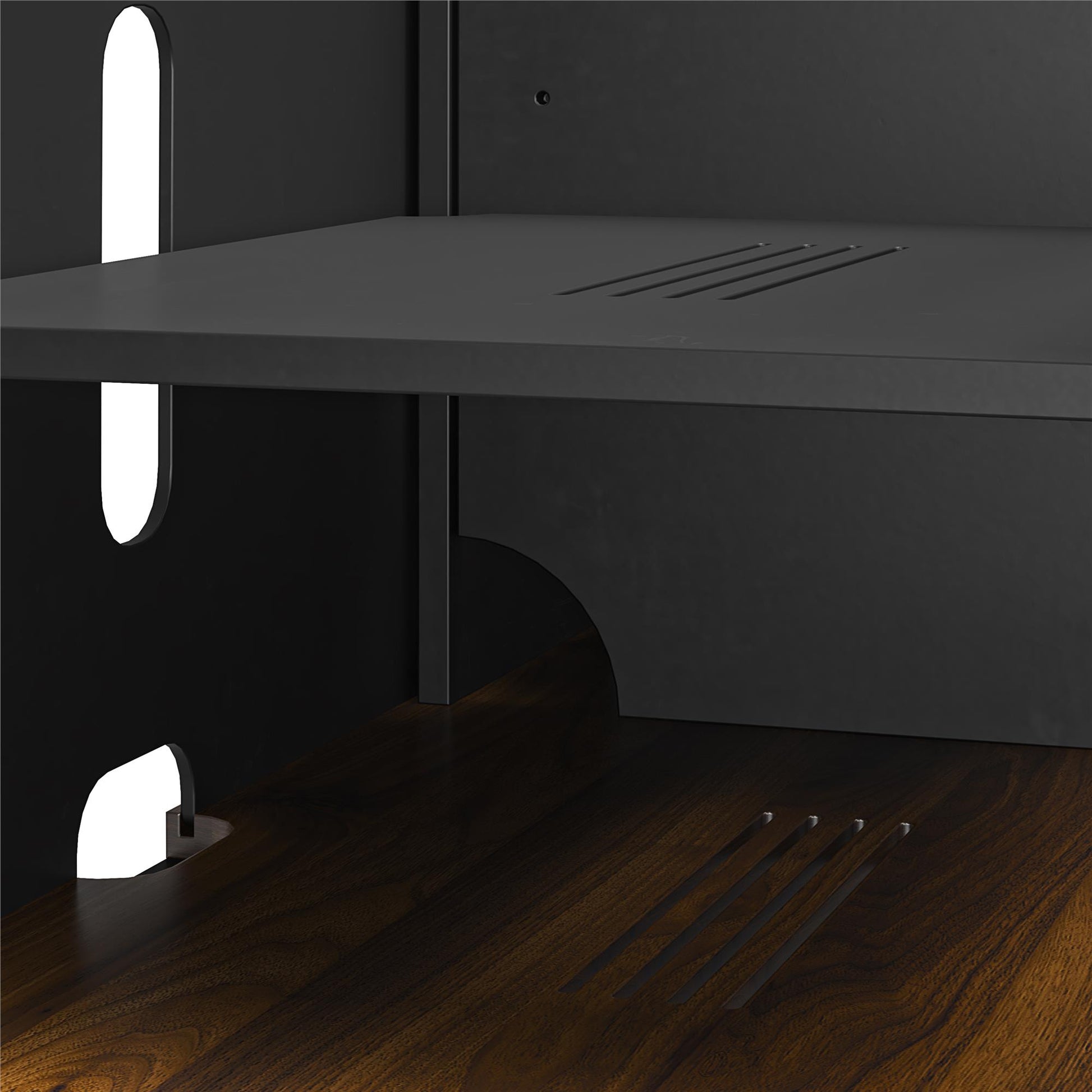 68" Media Console with Beveled Steel Base for TVs up to 77", Columbia Walnut Wood Veneer - Columbia Walnut Veneer