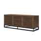 68" Media Console with Beveled Steel Base for TVs up to 77", Columbia Walnut Wood Veneer - Columbia Walnut Veneer