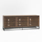 68" Media Console with Beveled Steel Base for TVs up to 77", Columbia Walnut Wood Veneer - Columbia Walnut Veneer