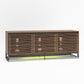 68" Media Console with Beveled Steel Base for TVs up to 77", Columbia Walnut Wood Veneer - Columbia Walnut Veneer