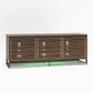 68" Media Console with Beveled Steel Base for TVs up to 77", Columbia Walnut Wood Veneer - Columbia Walnut Veneer