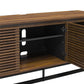 68" Media Console with Beveled Steel Base for TVs up to 77", Columbia Walnut Wood Veneer - Columbia Walnut Veneer