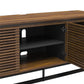 68" Media Console with Beveled Steel Base for TVs up to 77", Columbia Walnut Wood Veneer - Columbia Walnut Veneer