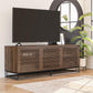 68" Media Console with Beveled Steel Base for TVs up to 77", Columbia Walnut Wood Veneer - Columbia Walnut Veneer