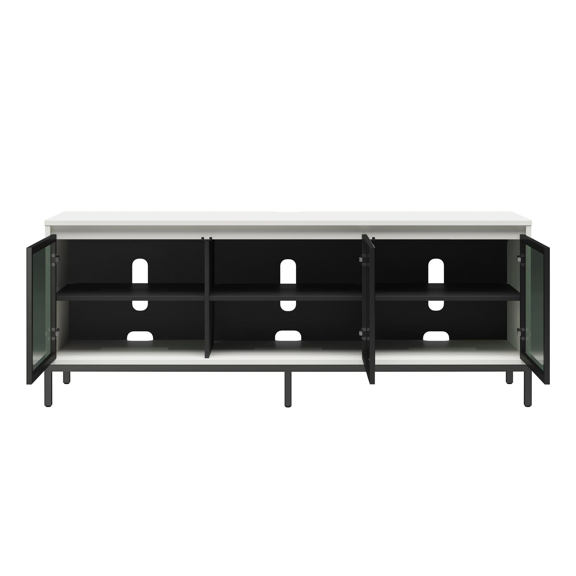68" Media Console with Steel Post Base for TVs up to 77", White - White