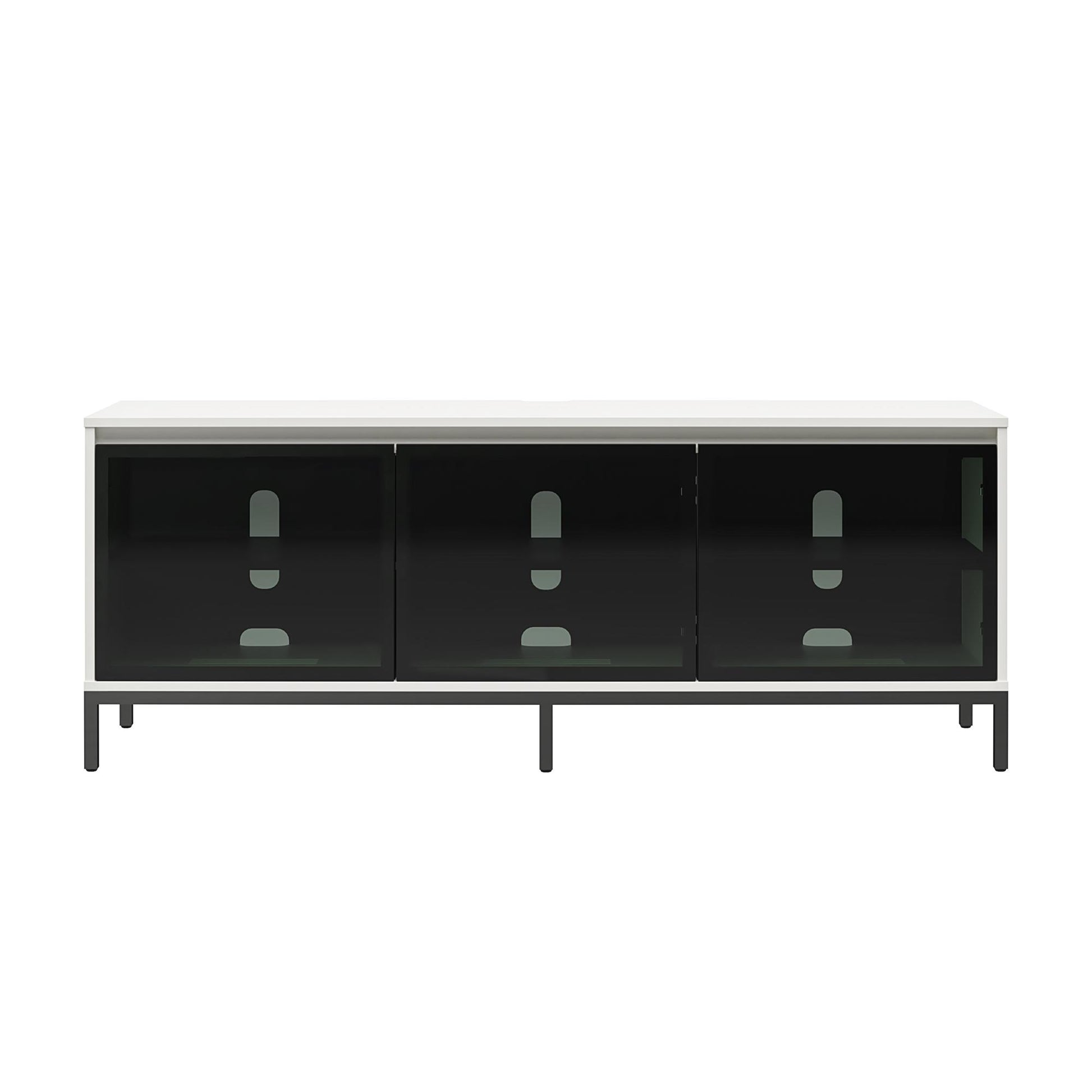 68" Media Console with Steel Post Base for TVs up to 77", White - White