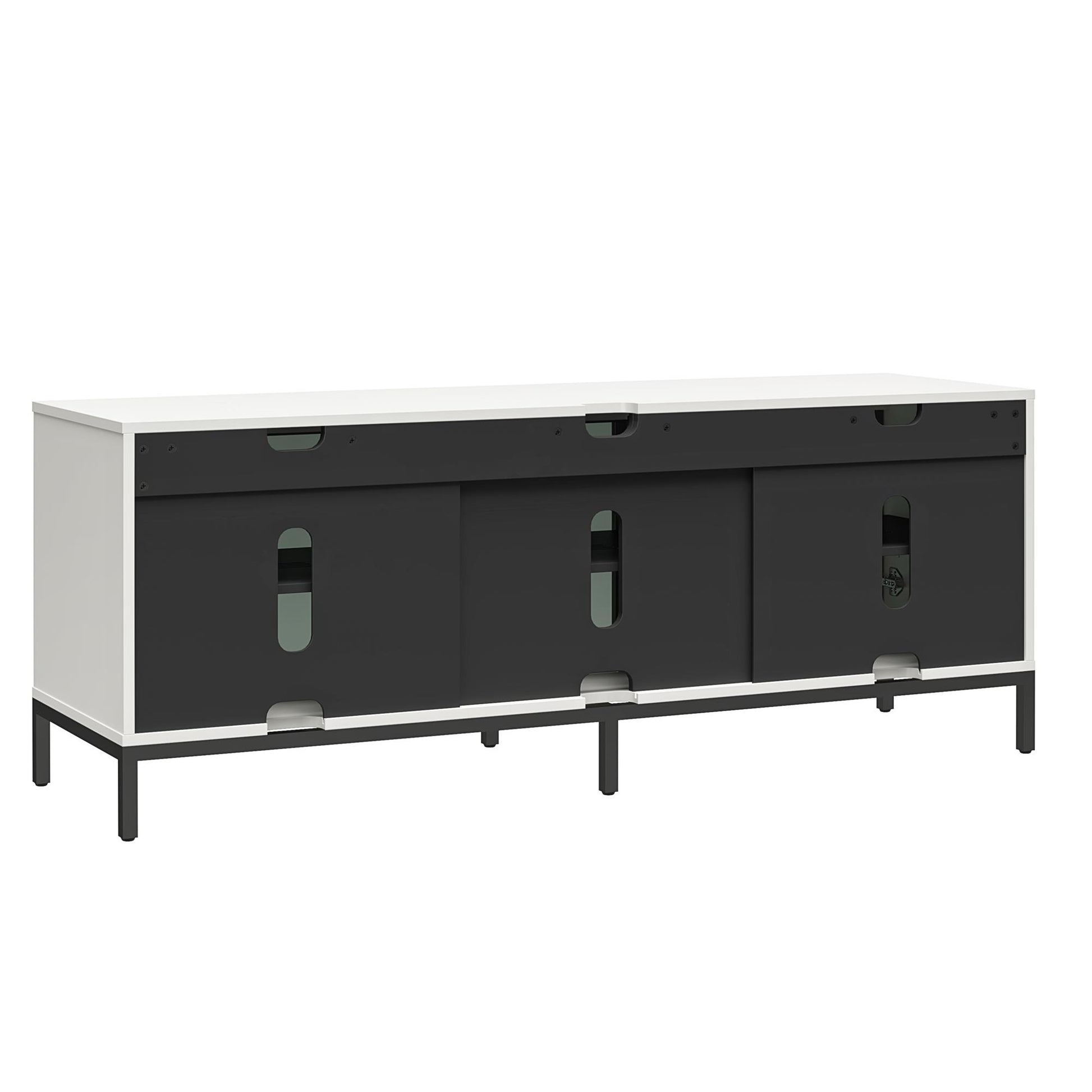 68" Media Console with Steel Post Base for TVs up to 77", White - White