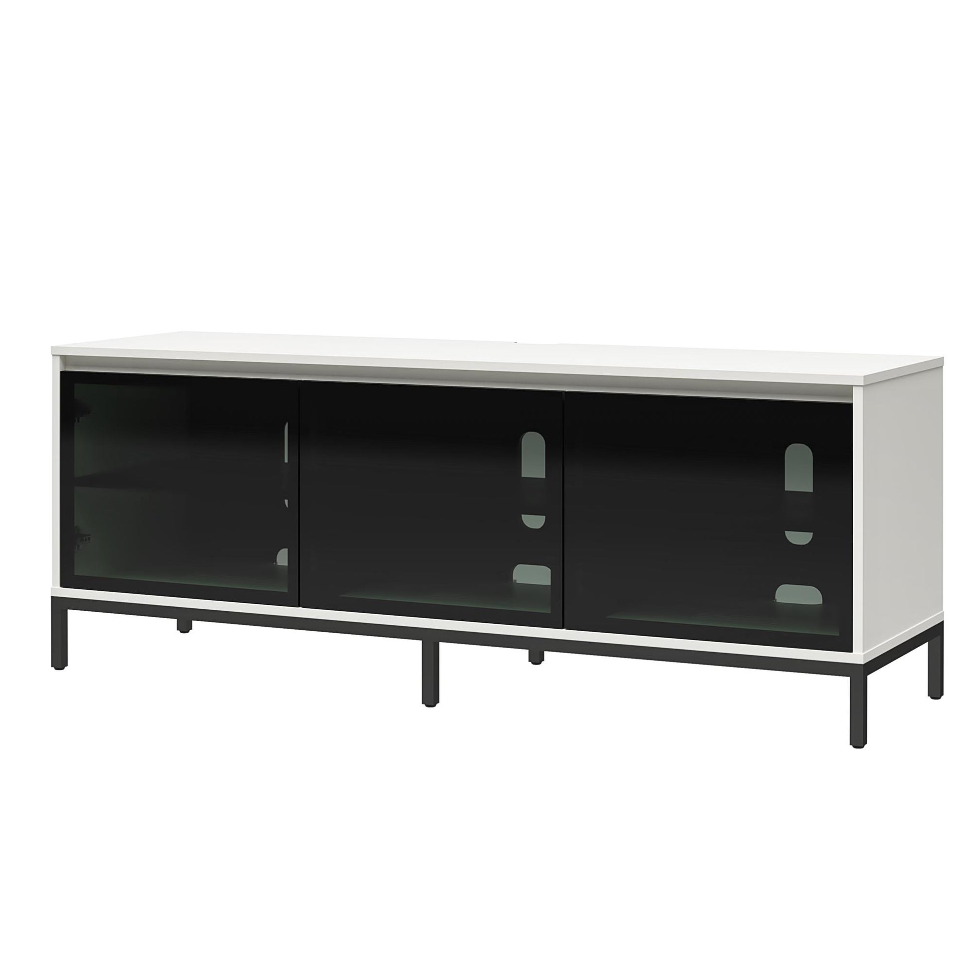 68" Media Console with Steel Post Base for TVs up to 77", White - White