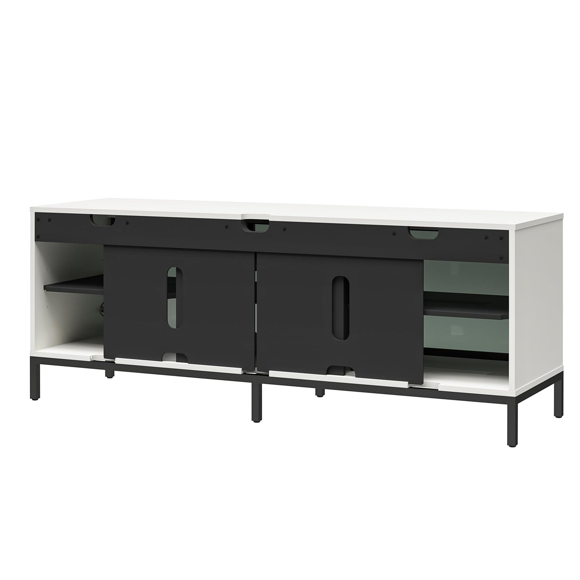 68" Media Console with Steel Post Base for TVs up to 77", White - White