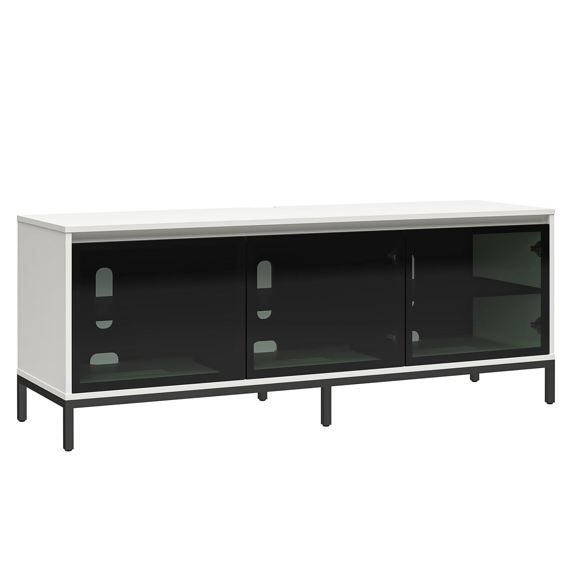 68" Media Console with Steel Post Base for TVs up to 77", White - White
