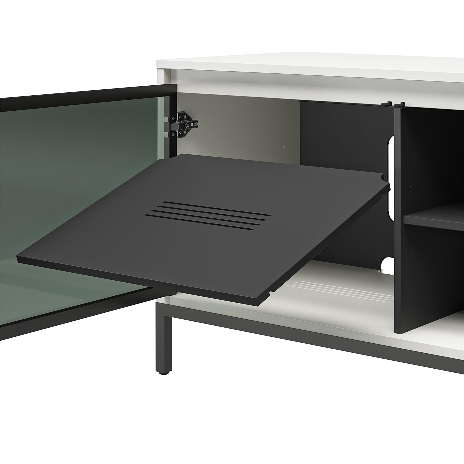 68" Media Console with Steel Post Base for TVs up to 77", White - White