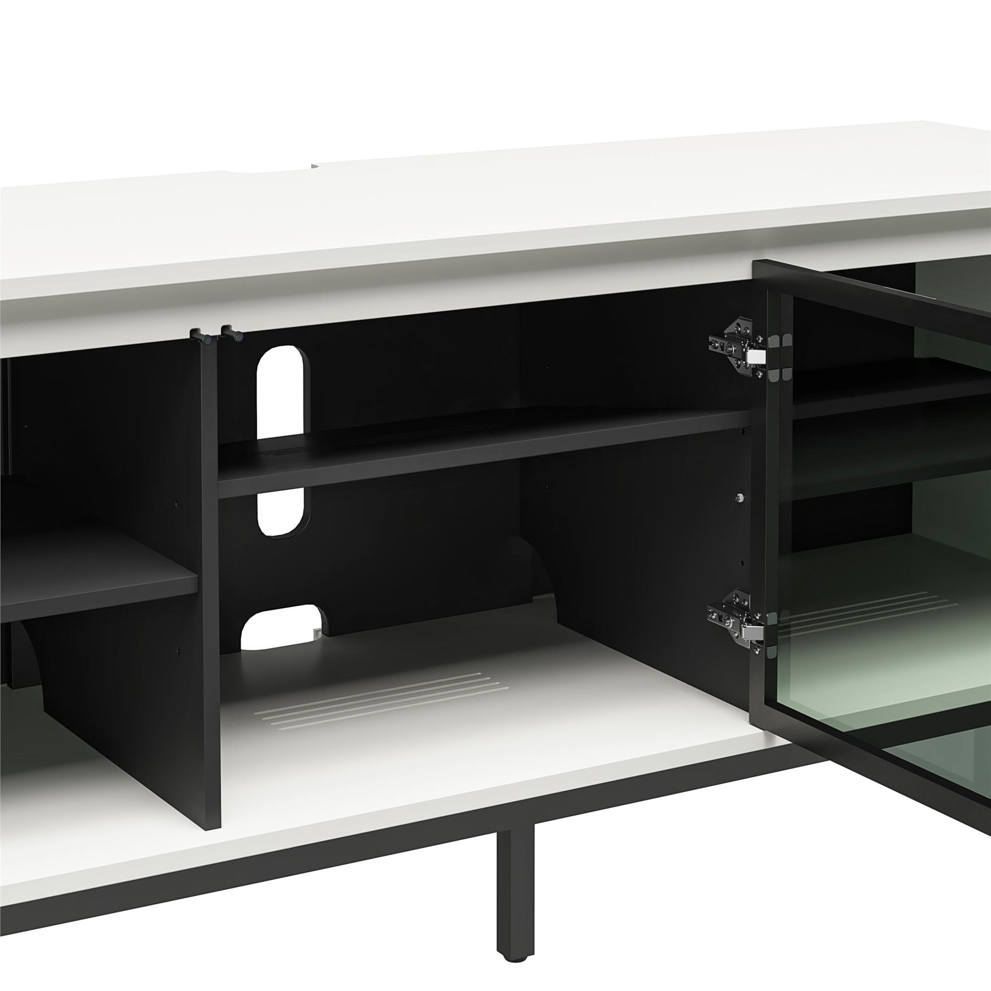 68" Media Console with Steel Post Base for TVs up to 77", White - White