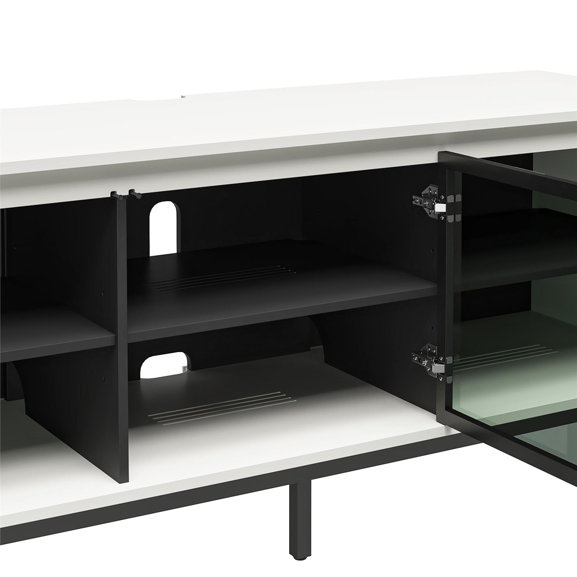 68" Media Console with Steel Post Base for TVs up to 77", White - White