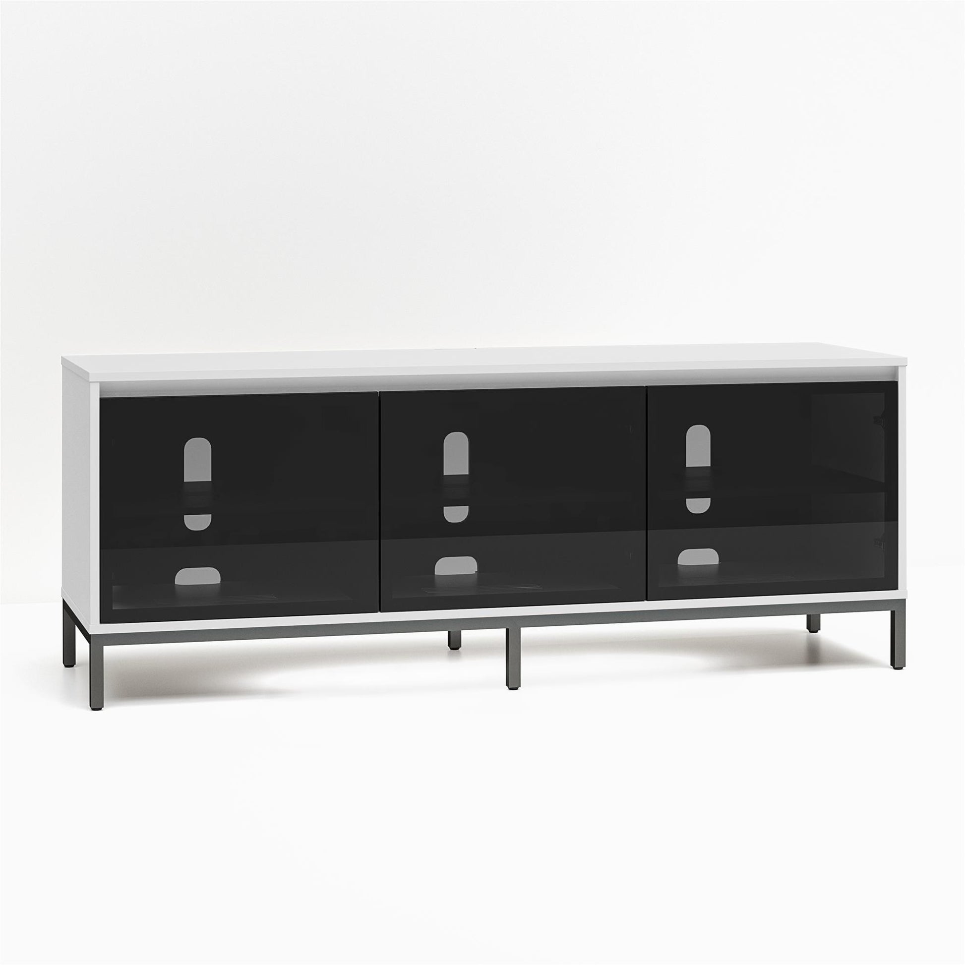 68" Media Console with Steel Post Base for TVs up to 77", White - White