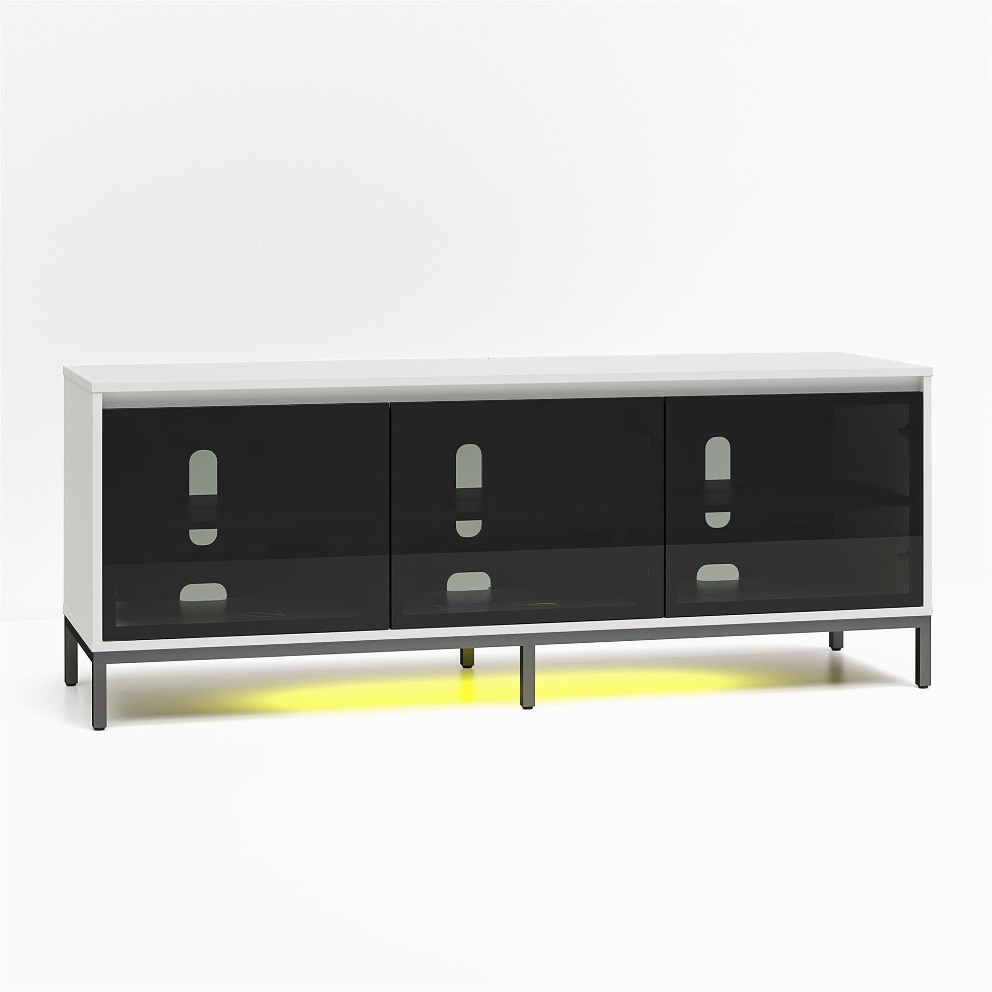 68" Media Console with Steel Post Base for TVs up to 77", White - White