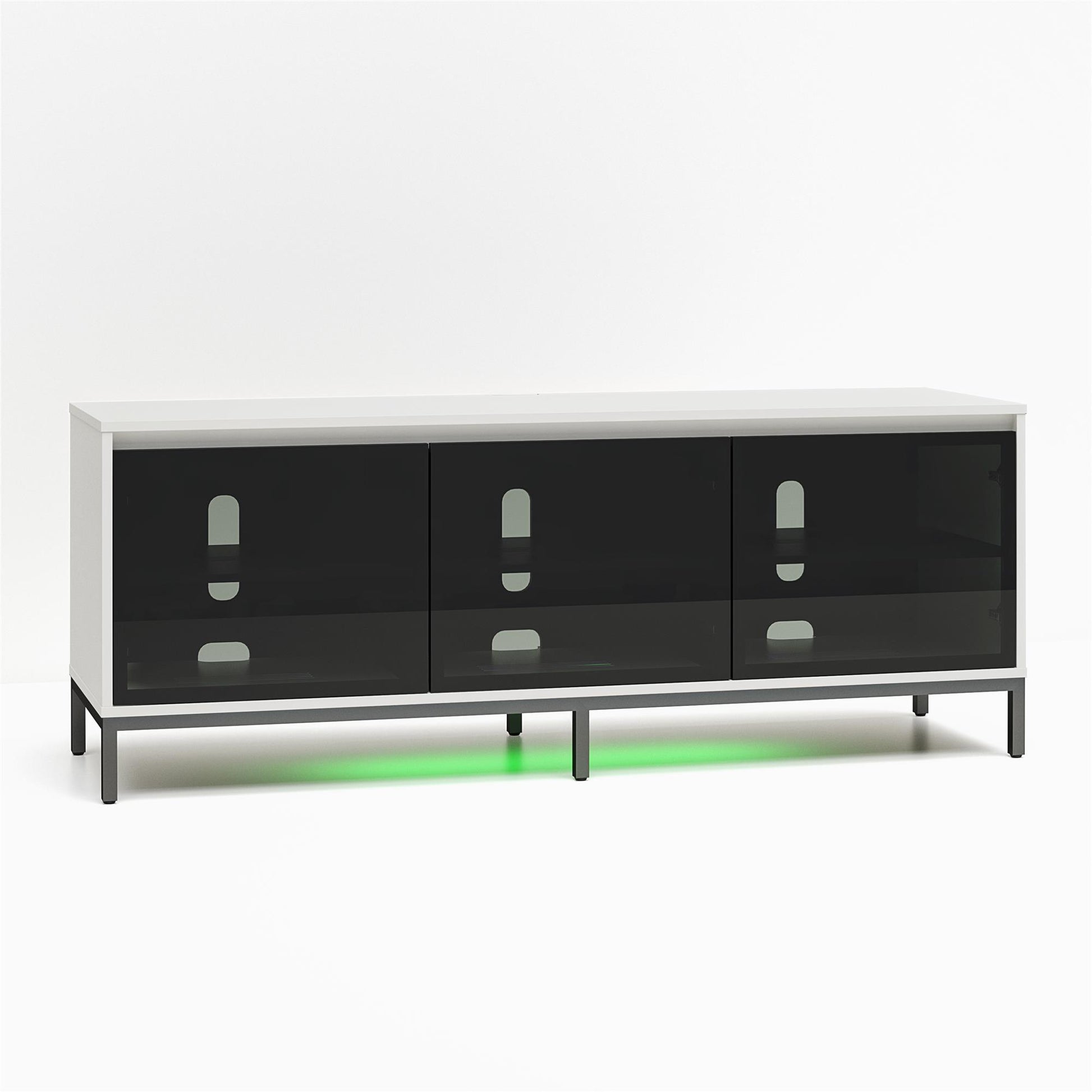 68" Media Console with Steel Post Base for TVs up to 77", White - White