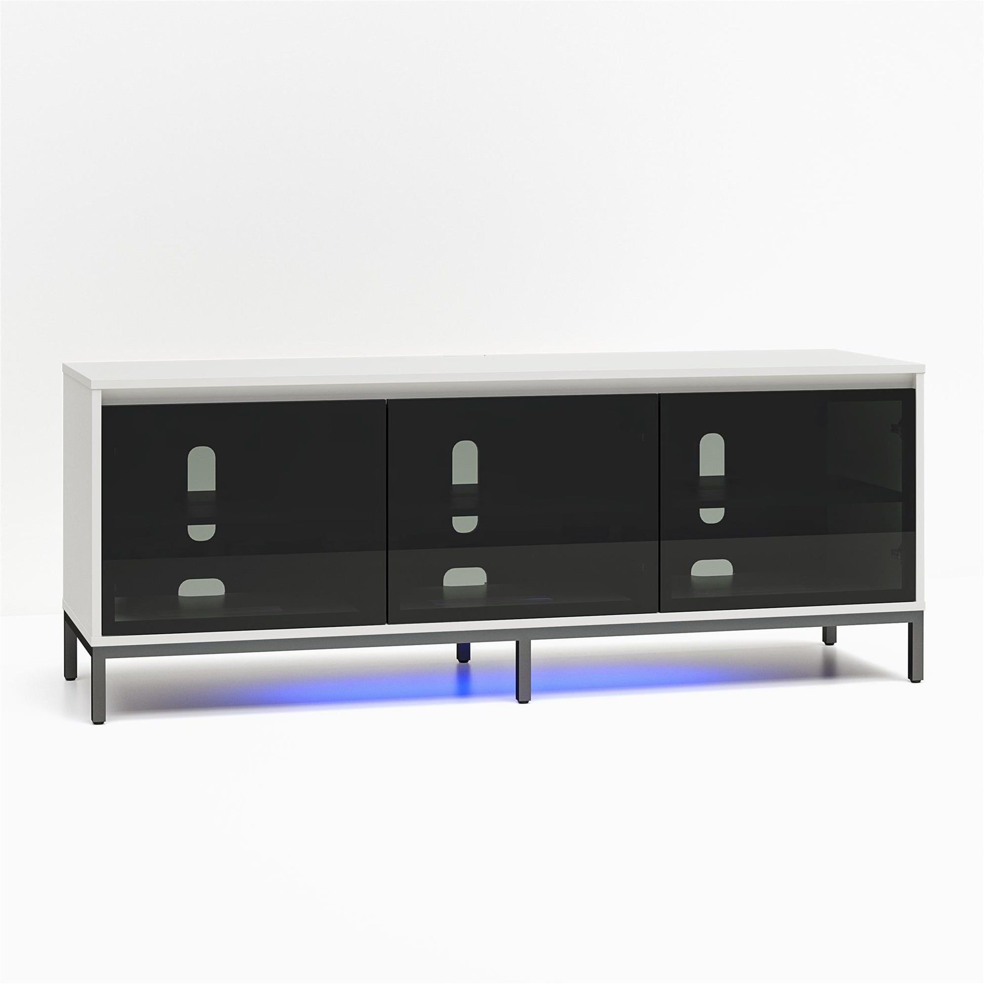 68" Media Console with Steel Post Base for TVs up to 77", White - White
