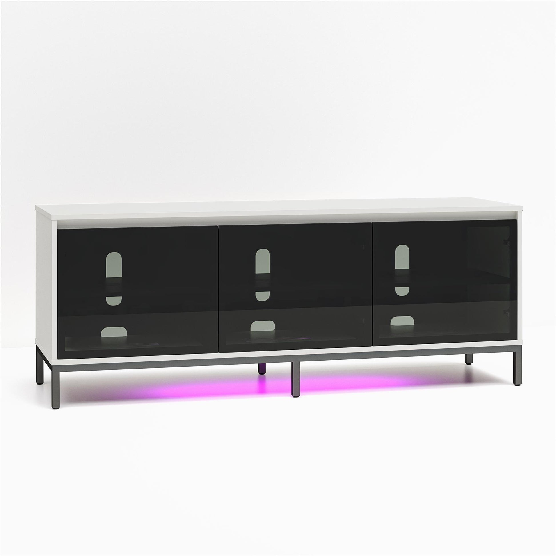 68" Media Console with Steel Post Base for TVs up to 77", White - White